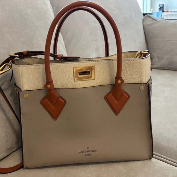 Louis Vuitton Tuffetage On My Side MM Cream and Tan Satchel - Picture 1 of 14